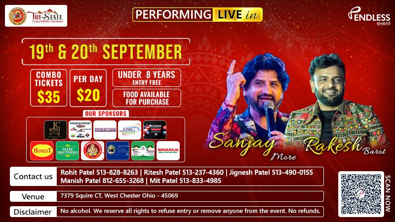 Sanjay More & Rakesh Barot - Pre Navratri Live In Cincinnati | Events in West Chester | Endless Event
