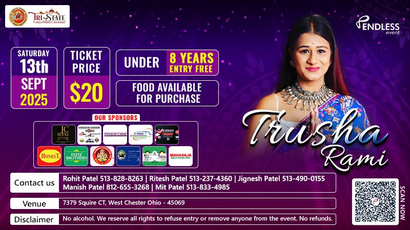 Trusha Rami Live Garba Night - Cincinnati 2025 | Events in West Chester | Endless Event