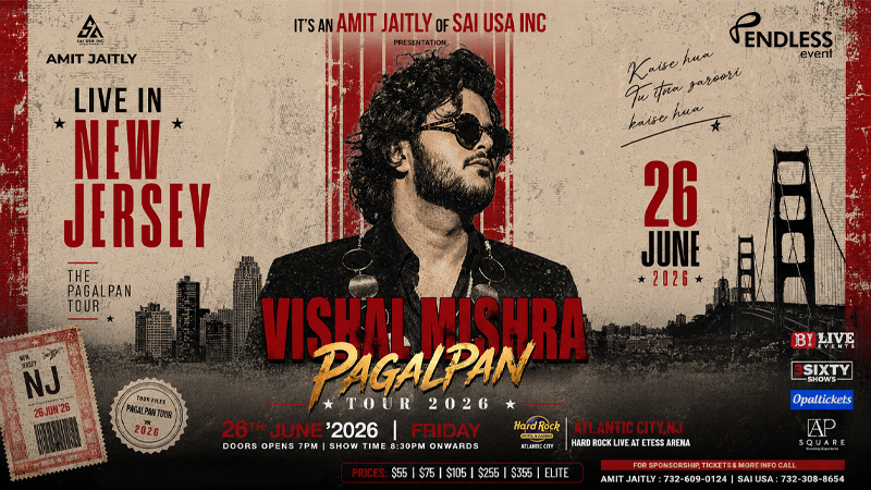 Vishal Mishra - Pagalpan Tour 2026 | Live In New Jersey Vishal Mishra - Pagalpan Tour 2026 | Live In New Jersey | Events in Atlantic City | Endless Event