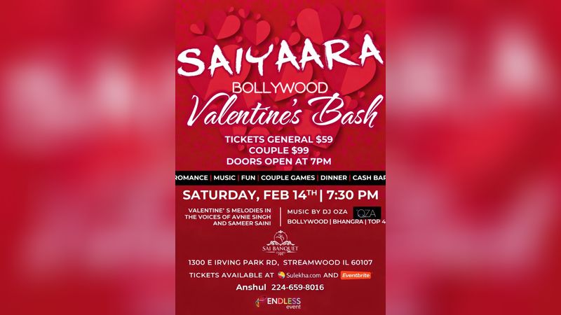 SAIYAARA BOLLYWOOD Valentine's Bash SAIYAARA BOLLYWOOD Valentine's Bash | Events in Streamwood | Endless Event