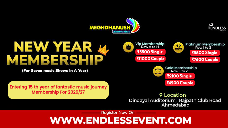 Meghdhanush Club Open New Year Membership For Seven Music Shows In A Year | Events in Ahmedabad | Endless Event