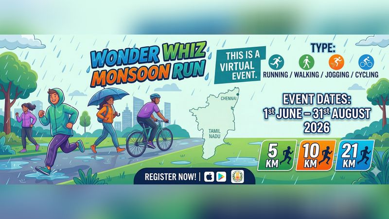 Wonder Whiz Monsoon Run - Virtual Marathon - Run. Have Fun. Stay Healthy | Events in Chennai | Endless Event