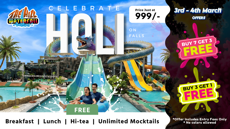Celebrate Holi At The Hill Waterfall | Restaurant, Banquet & Water Park | Events in Gandhinagar | Endless Event