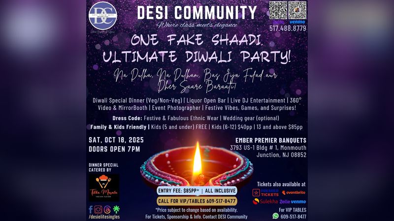 One Fake Shaadi Ultimate Diwali Event | Events in South Brunswick Township | Endless Event