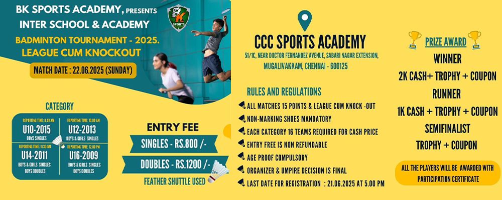BADMINTON TOURNAMENT - 2025. LEAGUE CUM KNOCKOUT | Events in Chennai | Endless Event
