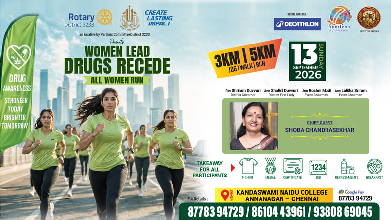 WOMEN LEAD – DRUGS RECEDE (ONLY GIRLS & WOMENS RUN - JOG / WALK / RUN)