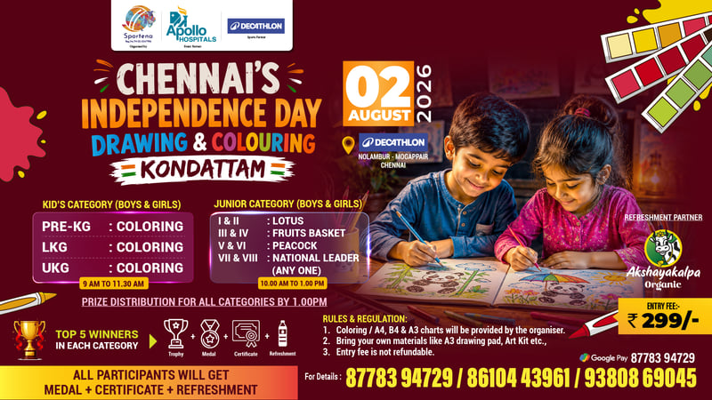 CHENNAI’S INDEPENDENCE DAY KONDATTAM - ART & COLORING & DRAWING | HANDWRITING CHAMPIONS