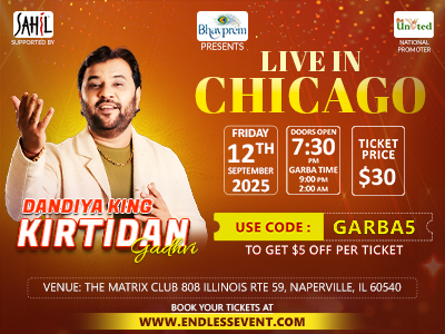 Chicago Dandiya Night 2025 With Kirtidan Gadhvi